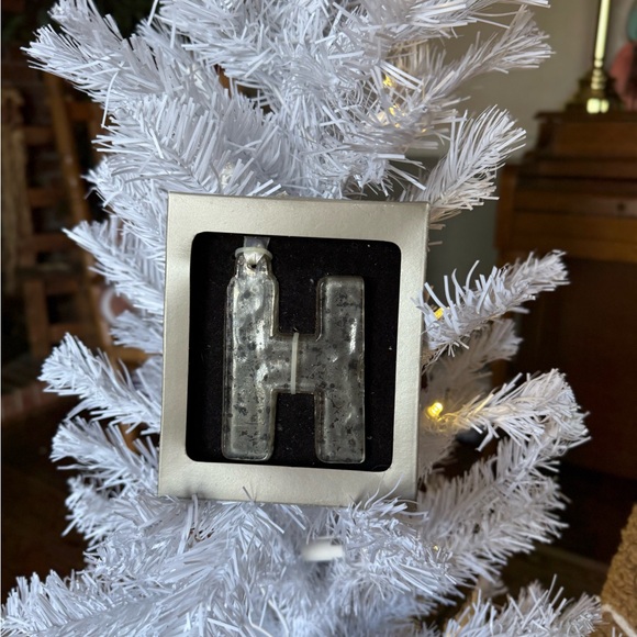 MERCURY GLASS LETTER Ornament Faux Mercury Glass Silver Initial Rustic Antiqued - Picture 8 of 8